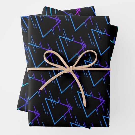 Retro Neon Geometric Pattern Collection Geschenkpapier Set (Beispiel)