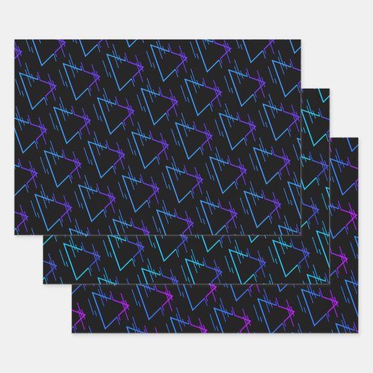 Retro Neon Geometric Pattern Collection Geschenkpapier Set (Set)