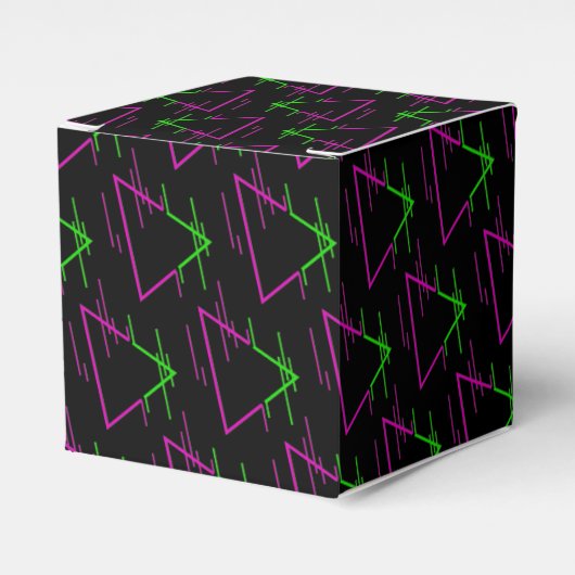 Retro Neon Geometric Pattern Cube Geschenkschachtel (Vorderseite)