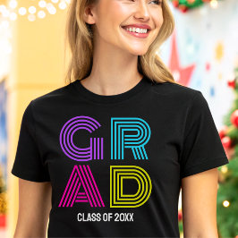 Retro Neon Grad Graduierungspartei Tri-Blend Shirt
