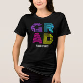 Retro Neon Grad Graduierungspartei Tri-Blend Shirt (Vorderseite)