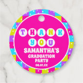 Retro Neon Graduation Party Danke Geschenkanhänger (Vorderseite)