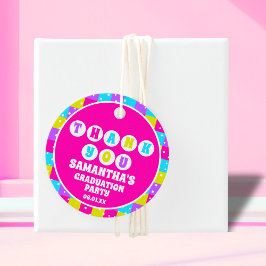 Retro Neon Graduation Party Danke Geschenkanhänger