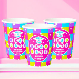 Retro Neon Graduation Party Pappbecher