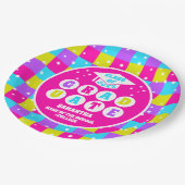 Retro Neon Graduation Party Pappteller (Schrägansicht)