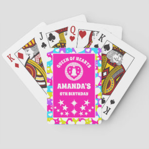 Retro Neon Herz-Königin Geburtstag Spielkarten