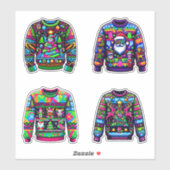 Retro Neon Holiday Sweater Stickers Aufkleber (Blatt)