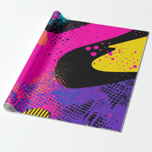 Retro-Neon-Hot-Pink-Cyan-Abstrakte-Pop-Art Geschenkpapier