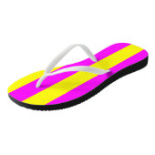 Retro Neon Hot Pink und Gelb Flip Flops Badesandalen (Schrägansicht)
