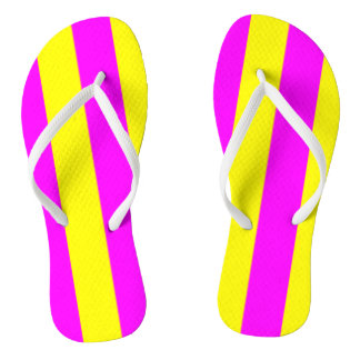 Retro Neon Hot Pink und Gelb Flip Flops Badesandalen
