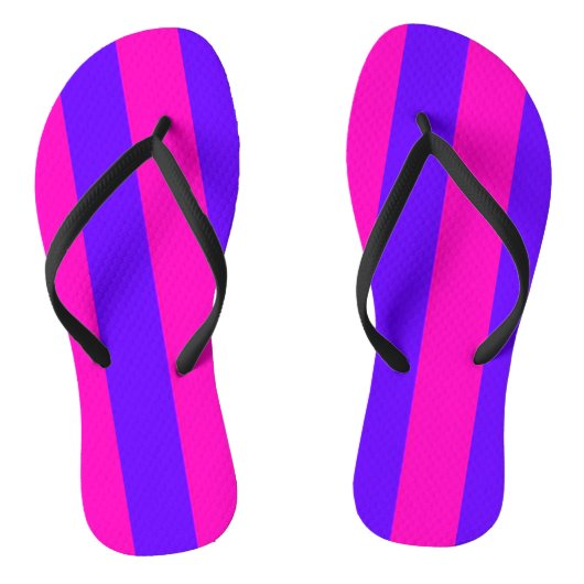 Retro Neon Hot Pink und Lila Flip Flops Badesandalen (Fußbett)
