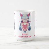 Retro-Neon-Katze Valentinstag Kaffeetasse (Mittel)
