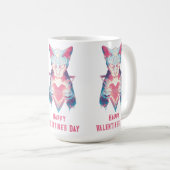 Retro-Neon-Katze Valentinstag Kaffeetasse (VorderseiteRechts)