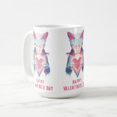Retro-Neon-Katze Valentinstag Kaffeetasse (Vorderseite Links)