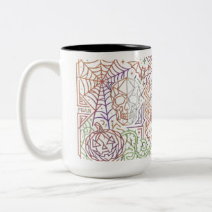 Retro-Neon-Linienkunst-Halloween-Tasse Gruselzei Zweifarbige Tasse