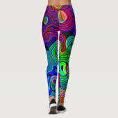 Retro Neon Liquid Dizzy Disco Lines Leggings (Rückseite)