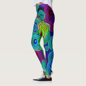 Retro Neon Liquid Dizzy Disco Lines Leggings (Links)