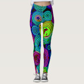 Retro Neon Liquid Dizzy Disco Lines Leggings (Vorderseite)