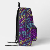 Retro Neon Maze Pattern - Arcade Ästhetik Bedruckter Rucksack (Links)