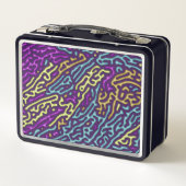 Retro Neon Maze Pattern - Arcade Ästhetik Metall Brotdose (Rückseite)