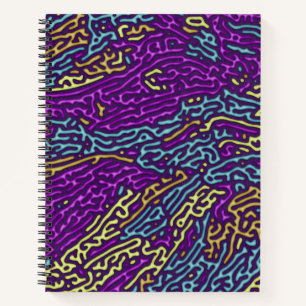 Retro Neon Maze Pattern - Arcade Ästhetik Notizblock