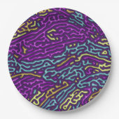 Retro Neon Maze Pattern - Arcade Ästhetik Pappteller (Vorderseite)