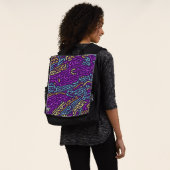 Retro Neon Maze Pattern - Arcade Ästhetik Rucksack (Ausgewaschen)