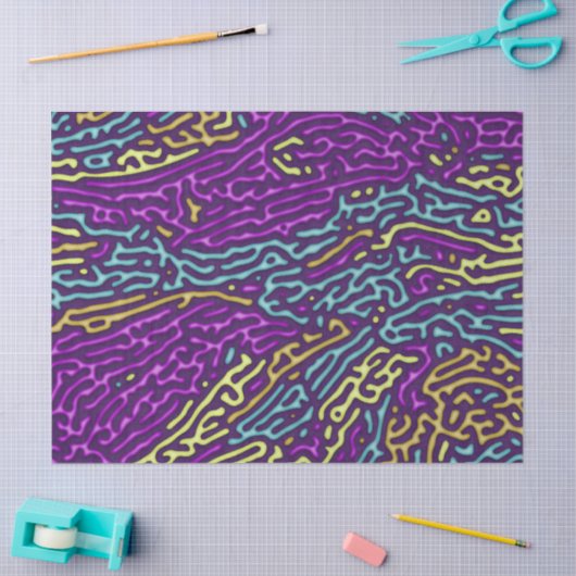 Retro Neon Maze Pattern - Arcade Ästhetik Seidenpapier (Basteln)