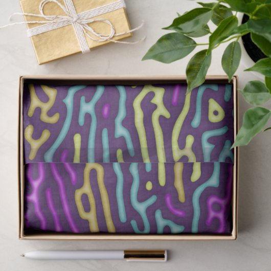 Retro Neon Maze Pattern - Arcade Ästhetik Seidenpapier (Geschenk)