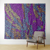 Retro Neon Maze Pattern - Arcade Ästhetik Wandteppich (Beispiel (Horizontal))