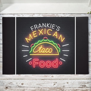 Retro Neon Mexican Food Taco Personalisiert Diner Fußmatte