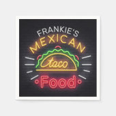 Retro Neon Mexican Food Taco Personalisiert Diner Serviette (Vorderseite)