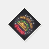 Retro Neon Mexican Food Taco Personalisiert Diner Serviette (Ecke)