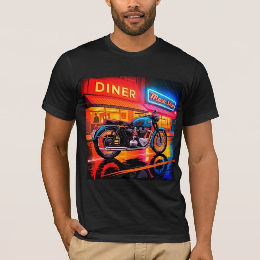 Retro Neon Motorcycle — Cafe Racer Men’s T-Shirt (Vorderseite)