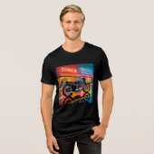 Retro Neon Motorcycle — Cafe Racer Men’s Tri-Blend Shirt (Vorderseite voll)