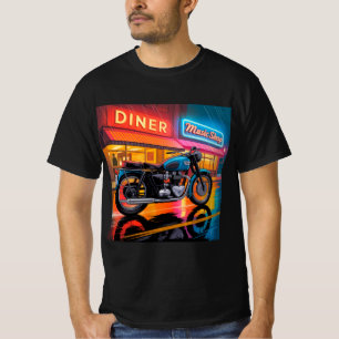 Retro-Neon-Motorrad — Cafe Racer Herren T-Shirt