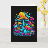 Retro Neon Mushrooms und Blume Geburtstag Karte (Gelbe Blume)