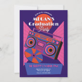 Retro Neon Music Electro Graduierungsparty Einladung (Vorderseite)