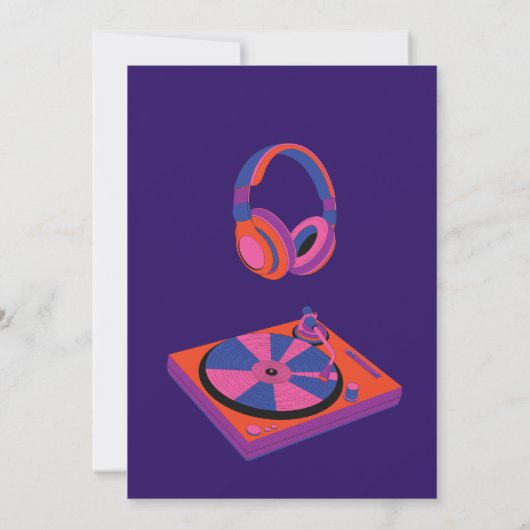 Retro Neon Music Electro Graduierungsparty Einladung (Rückseite)