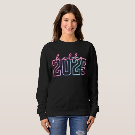 Retro Neon Neujahr 2025 Sweatshirt (Vorne ganz)