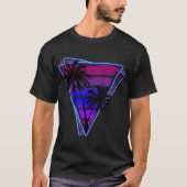 Retro Neon Palm Trees Triangle T-Shirt (Vorderseite)