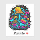 Retro-Neon-Pilze und Blume Aufkleber (Blatt)