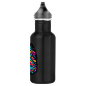 Retro-Neon-Pilze und Blume Edelstahlflasche (Rechts)