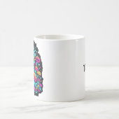 Retro-Neon-Pilze und Blume Kaffeetasse (Mittel)