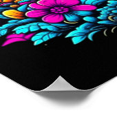 Retro-Neon-Pilze und Blume Poster (Ecke)