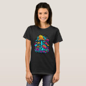 Retro-Neon-Pilze und Blume T-Shirt (Vorne ganz)