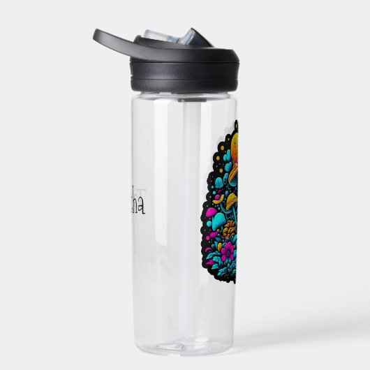 Retro-Neon-Pilze und Blume Trinkflasche (Rechts)