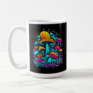 Retro-Neon-Pilze und -Blumen Kaffeetasse