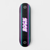 Retro Neon Pink & Blue Rock Music Note Skateboard (Vorderseite)