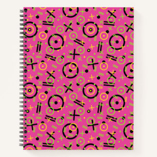 Retro Neon Pink Doodle Muster der 80er/90er Jahre Notizblock